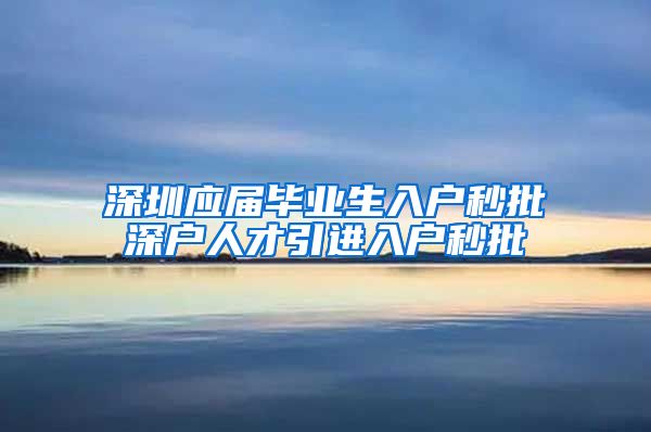 深圳应届毕业生入户秒批深户人才引进入户秒批