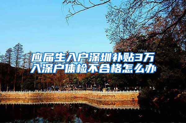 应届生入户深圳补贴3万入深户体检不合格怎么办