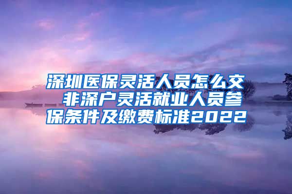 深圳医保灵活人员怎么交 非深户灵活就业人员参保条件及缴费标准2022