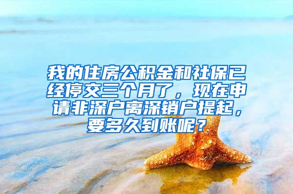 我的住房公积金和社保已经停交三个月了，现在申请非深户离深销户提起，要多久到账呢？