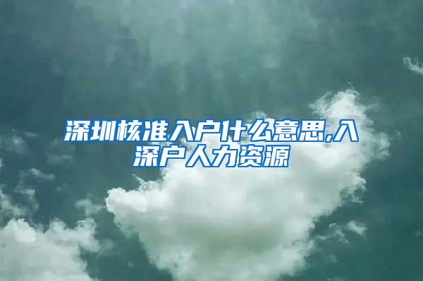 深圳核准入户什么意思,入深户人力资源