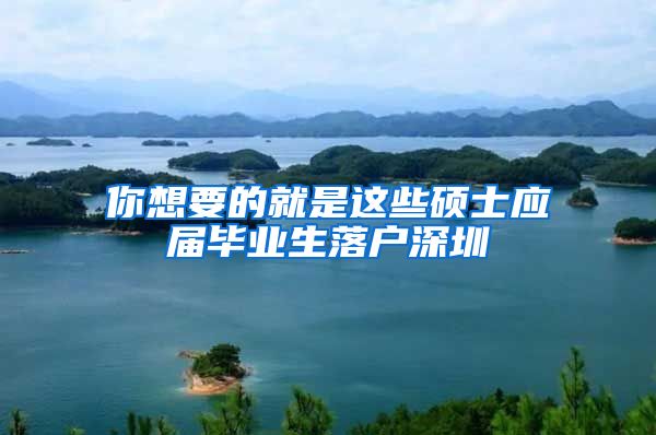 你想要的就是这些硕士应届毕业生落户深圳
