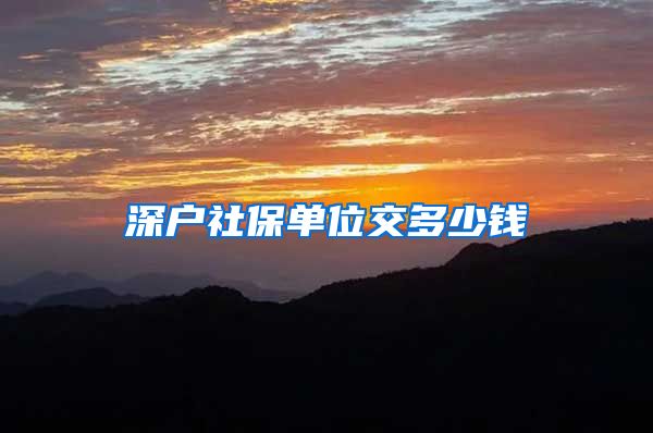 深户社保单位交多少钱