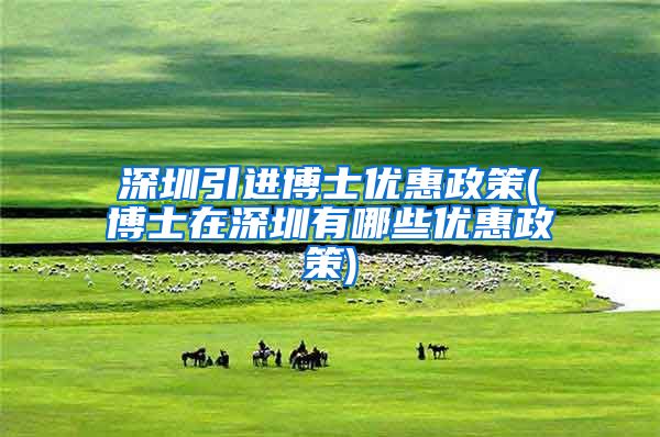 深圳引进博士优惠政策(博士在深圳有哪些优惠政策)