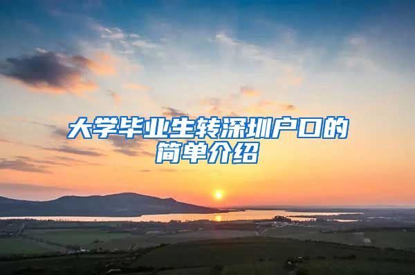 大学毕业生转深圳户口的简单介绍