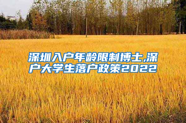 深圳入户年龄限制博士,深户大学生落户政策2022