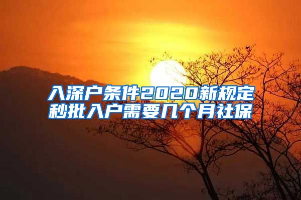 入深户条件2020新规定秒批入户需要几个月社保