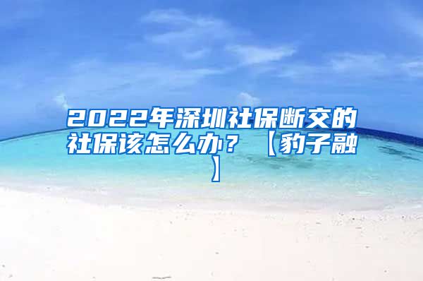 2022年深圳社保断交的社保该怎么办？【豹子融】