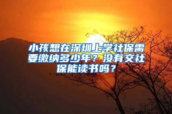 小孩想在深圳上学社保需要缴纳多少年？没有交社保能读书吗？