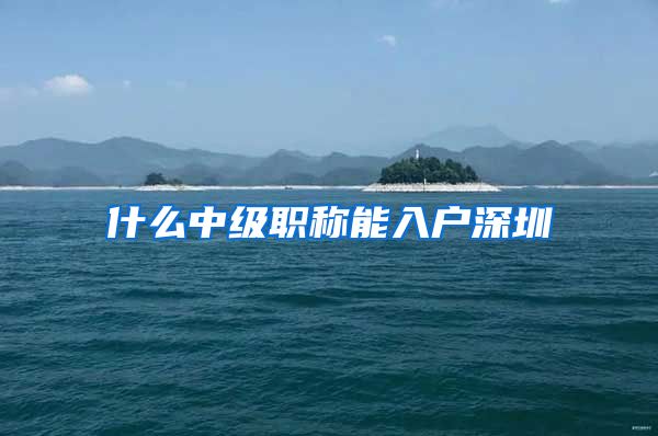 什么中级职称能入户深圳