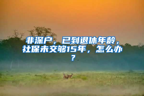 非深户，已到退休年龄，社保未交够15年，怎么办？