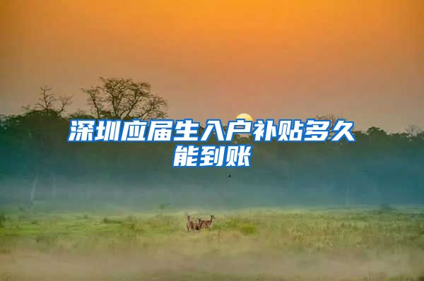 深圳应届生入户补贴多久能到账