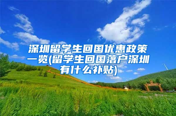 深圳留学生回国优惠政策一览(留学生回国落户深圳有什么补贴)