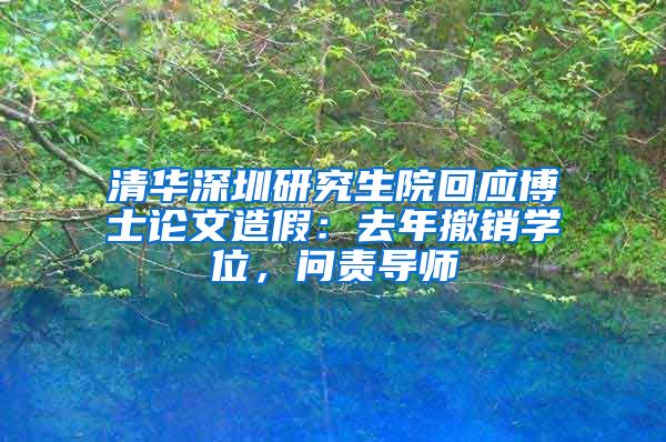 清华深圳研究生院回应博士论文造假：去年撤销学位，问责导师