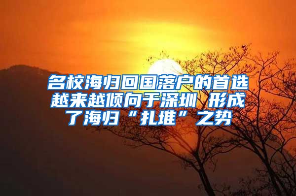 名校海归回国落户的首选越来越倾向于深圳 形成了海归“扎堆”之势