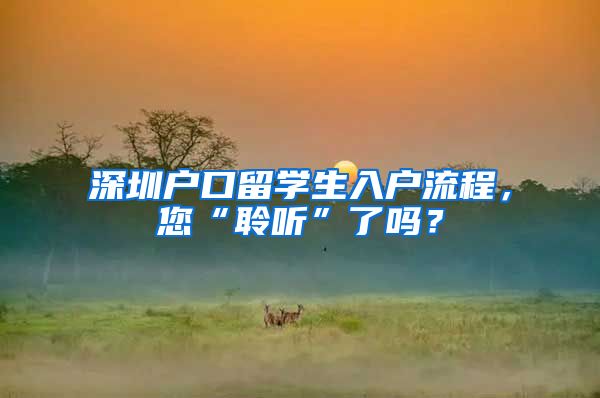深圳户口留学生入户流程，您“聆听”了吗？