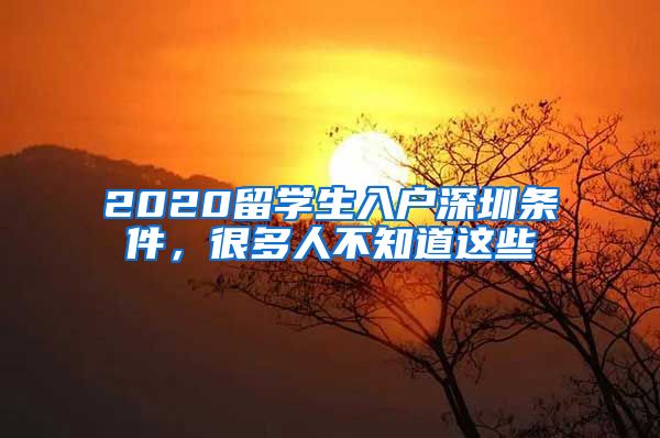 2020留学生入户深圳条件，很多人不知道这些