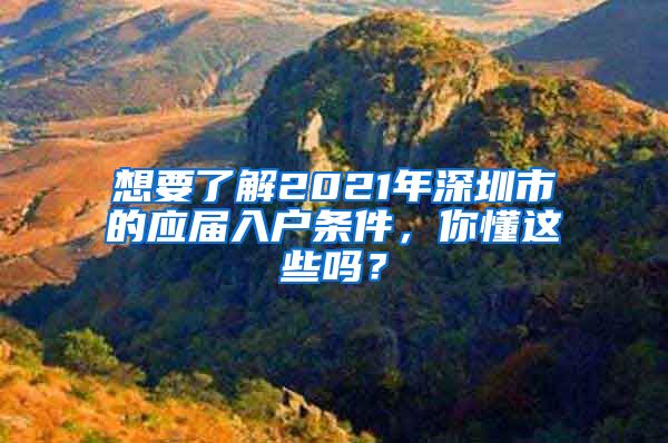 想要了解2021年深圳市的应届入户条件，你懂这些吗？
