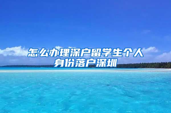 怎么办理深户留学生个人身份落户深圳