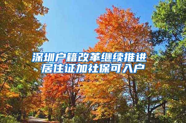 深圳户籍改革继续推进 居住证加社保可入户