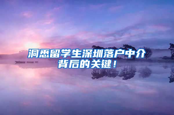 洞悉留学生深圳落户中介背后的关键！