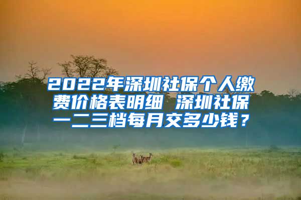 2022年深圳社保个人缴费价格表明细 深圳社保一二三档每月交多少钱？