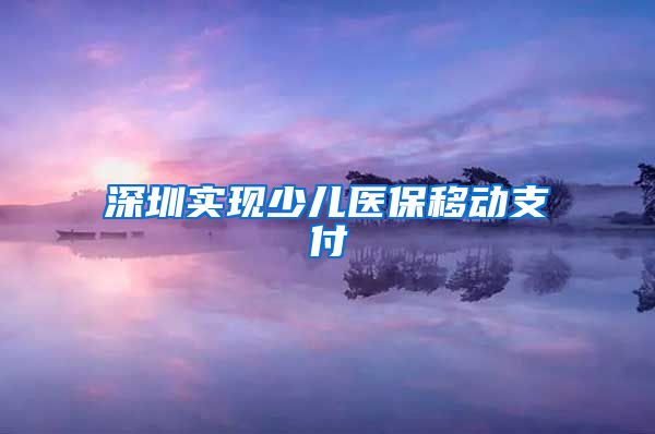 深圳实现少儿医保移动支付