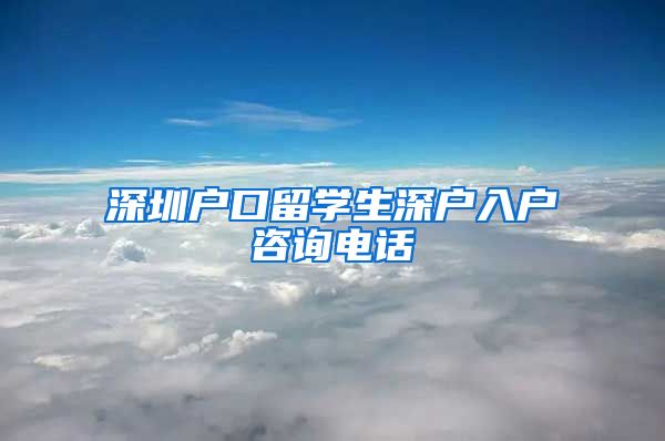 深圳户口留学生深户入户咨询电话