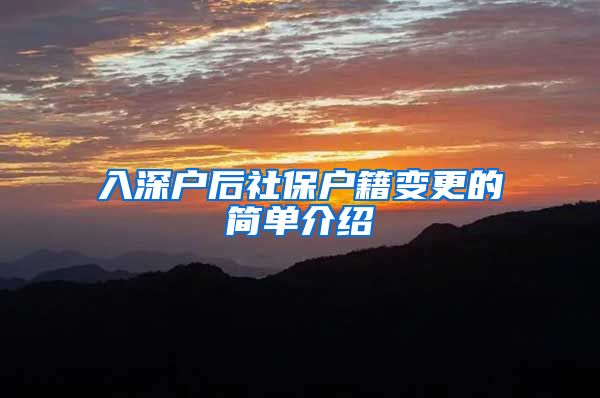 入深户后社保户籍变更的简单介绍