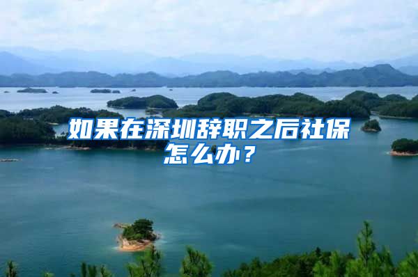 如果在深圳辞职之后社保怎么办？