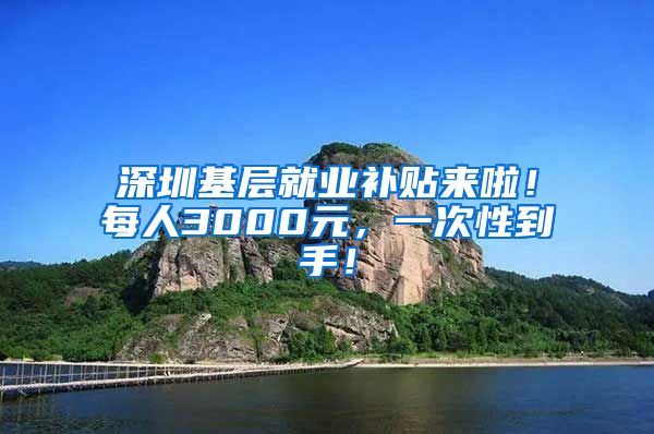 深圳基层就业补贴来啦！每人3000元，一次性到手！