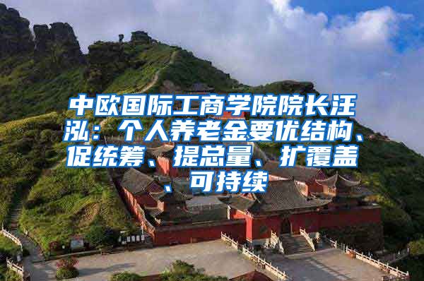 中欧国际工商学院院长汪泓：个人养老金要优结构、促统筹、提总量、扩覆盖、可持续