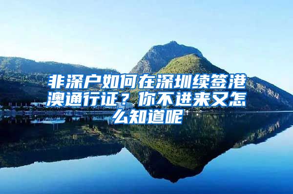 非深户如何在深圳续签港澳通行证？你不进来又怎么知道呢