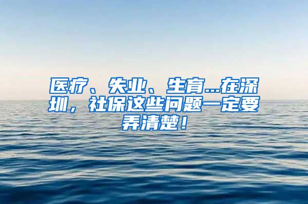 医疗、失业、生育...在深圳，社保这些问题一定要弄清楚！