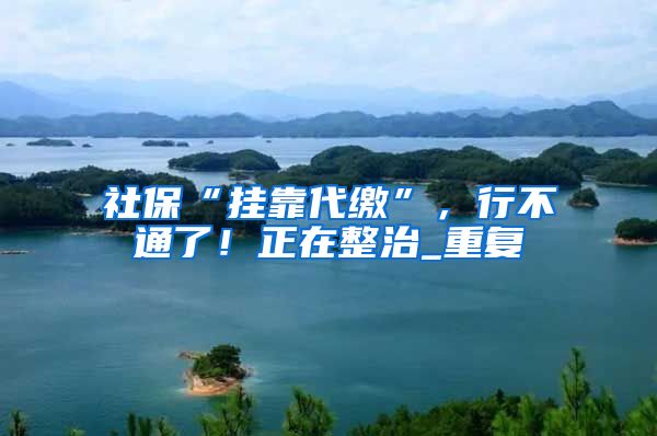 社保“挂靠代缴”，行不通了！正在整治_重复