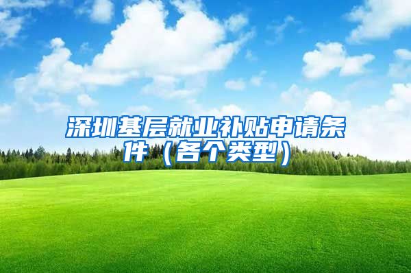 深圳基层就业补贴申请条件（各个类型）