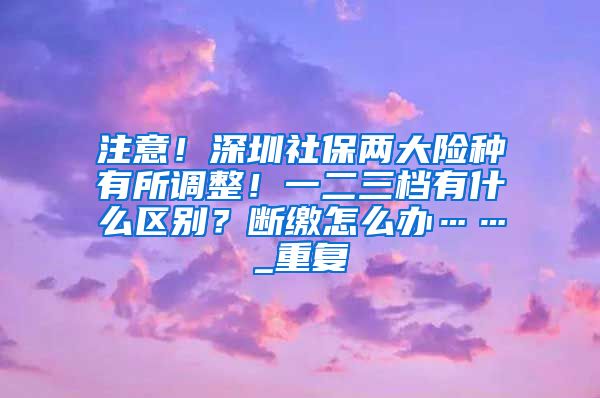 注意！深圳社保两大险种有所调整！一二三档有什么区别？断缴怎么办……_重复