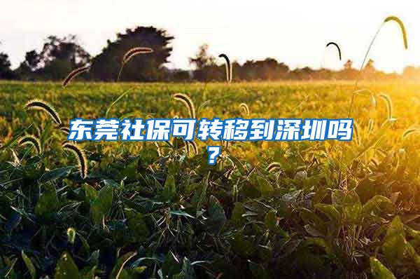 东莞社保可转移到深圳吗？