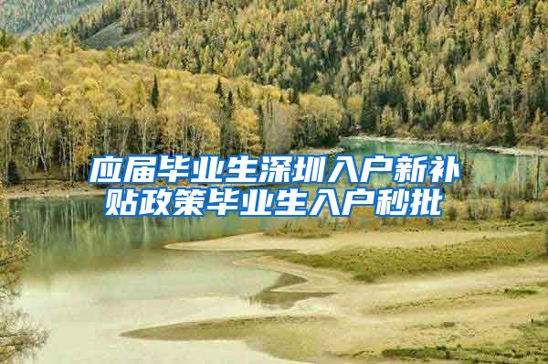 应届毕业生深圳入户新补贴政策毕业生入户秒批