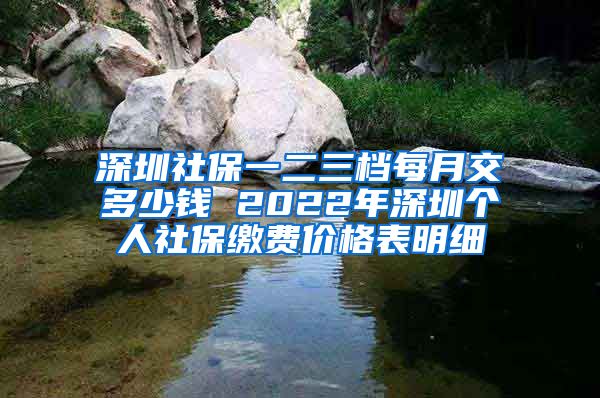 深圳社保一二三档每月交多少钱 2022年深圳个人社保缴费价格表明细