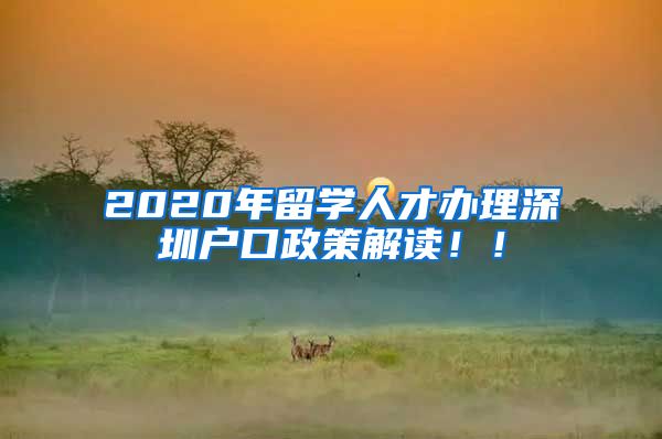 2020年留学人才办理深圳户口政策解读！！