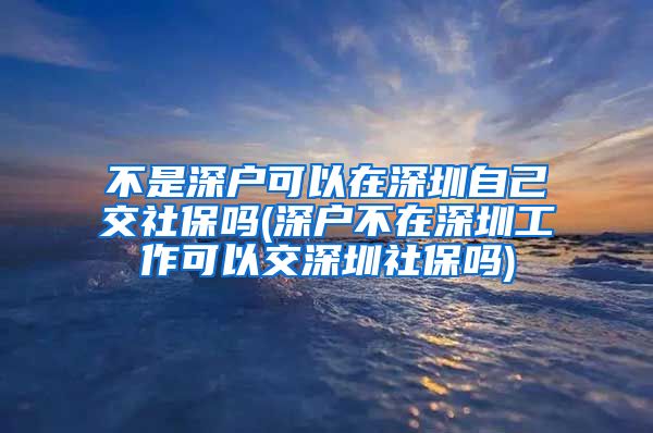 不是深户可以在深圳自己交社保吗(深户不在深圳工作可以交深圳社保吗)