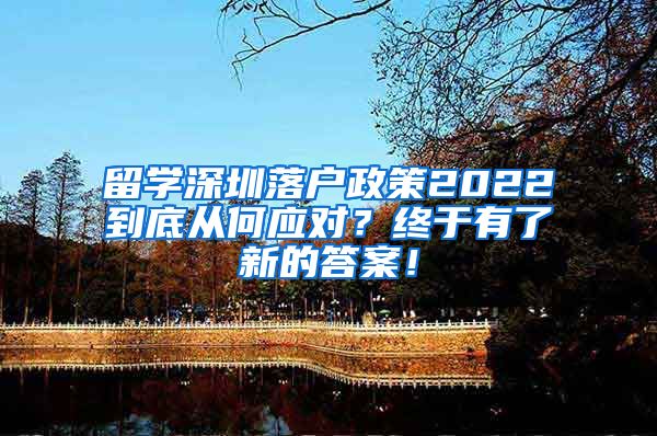 留学深圳落户政策2022到底从何应对？终于有了新的答案！