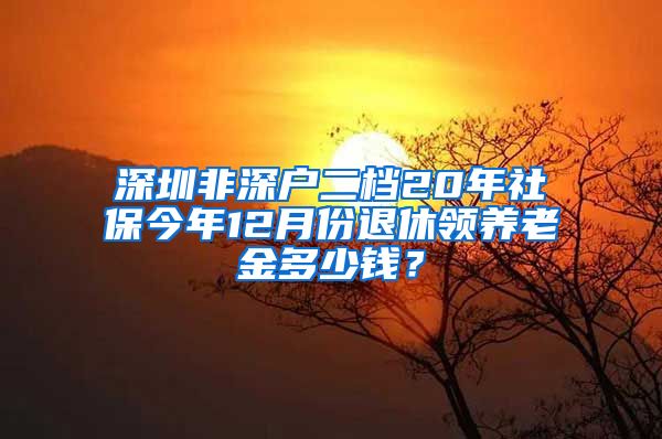 深圳非深户二档20年社保今年12月份退休领养老金多少钱？