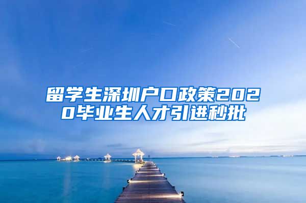 留学生深圳户口政策2020毕业生人才引进秒批