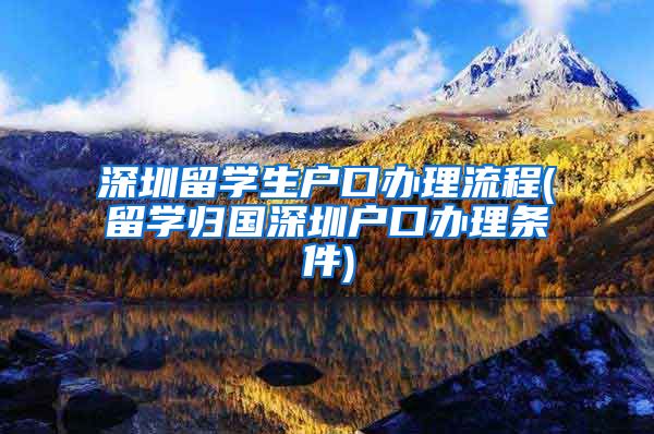 深圳留学生户口办理流程(留学归国深圳户口办理条件)