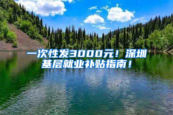 一次性发3000元！深圳基层就业补贴指南！