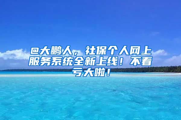 @大鹏人，社保个人网上服务系统全新上线！不看亏大啦！