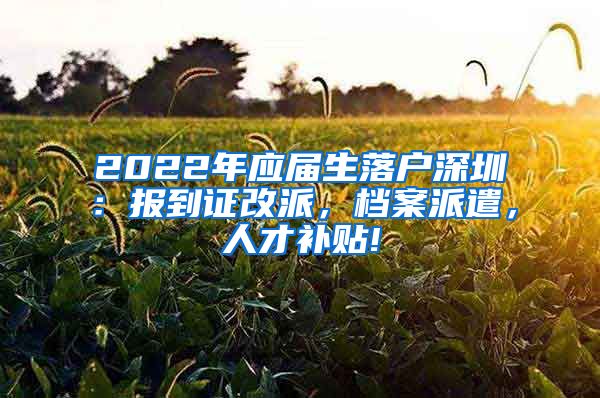 2022年应届生落户深圳：报到证改派，档案派遣，人才补贴!
