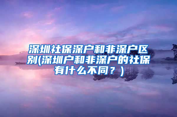 深圳社保深户和非深户区别(深圳户和非深户的社保有什么不同？)